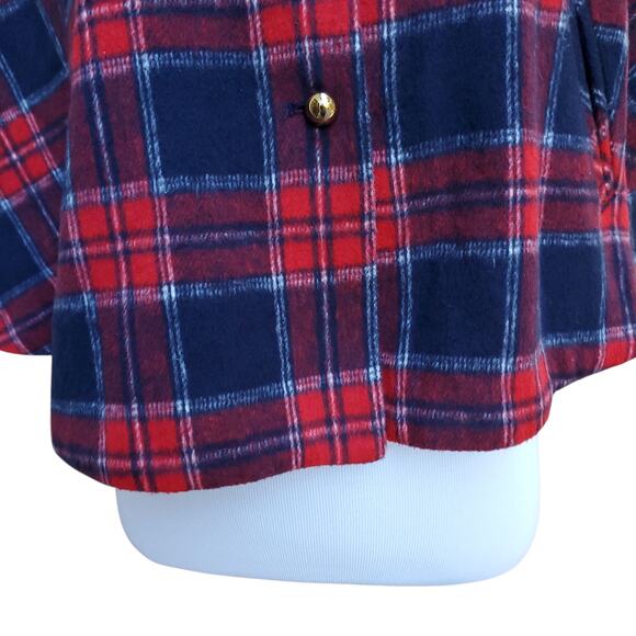 Janie and Jack the Tartan Holiday Cape Red Blue Plaid Faux Fur Collar Sz 7-8 - Picture 5 of 14